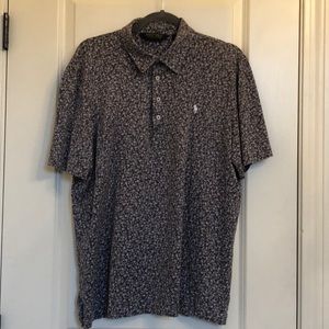 S/S Polo Golf knit shirt, grey flowers